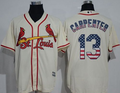 Cardinals #13 Matt Carpenter Cream USA Flag Fashion Stitched MLB Jersey